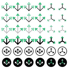 Various arrow icons related to directions.
