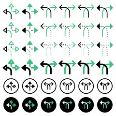 Various arrow icons related to directions.
