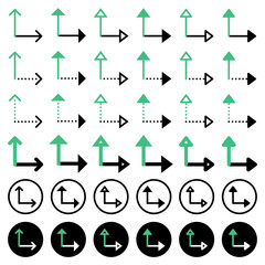 Various arrow icons related to directions.
