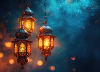 Fototapeta na wymiar Ramadan background design colourful lantern lamp with dates and tasbih isolated on beige background, Islamic concept Ramadan and Eid Mubarak image