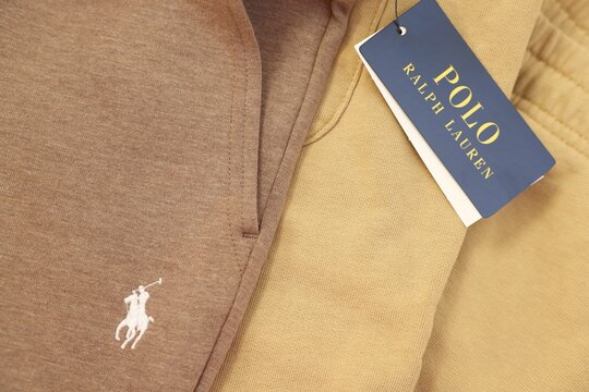 Leiden, Netherlands - December 6, 2023: Polo Ralph Lauren clothing tag on garment, top view