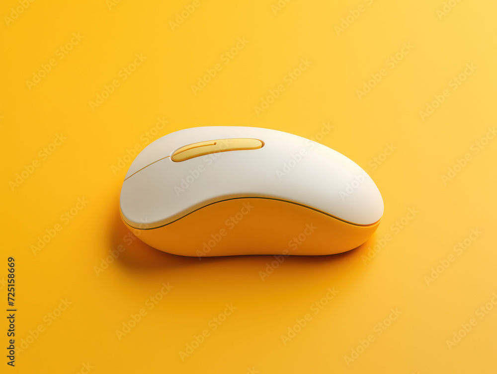 Poster clickable connection: a modern minimalist computer mouse on a white background