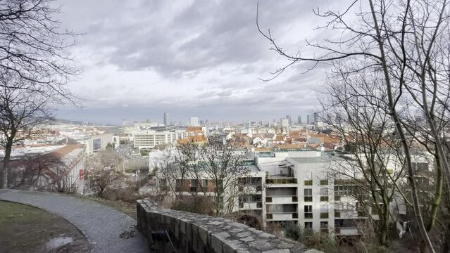 Bratislava city view from above. High quality 4k footage