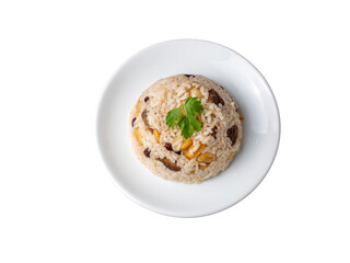 Traditional delicious Turkish food; rice pilaf with pine nuts and currants (Turkish name; bademli ic pilav or pilaf)