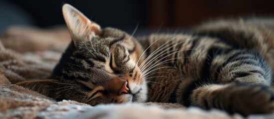 Contented feline rests, eyes half-closed
