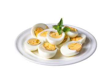 Boiled sliced egg, food photo