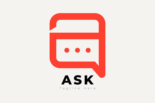 Letter a logo is combined with the ask icon. Suitable for business logos, interview shows, podcasts, quizzes. Flat Vector Logo Design Template Elements.
