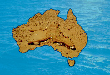 Drought in Australia, dead cattle on a map of Australia.. - 725160630