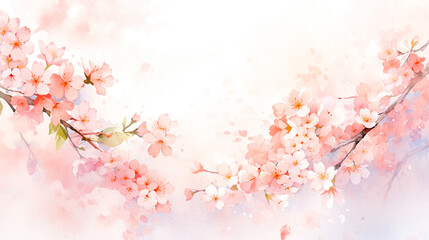 Fototapeta na wymiar 美しい満開の桜の水彩イラスト背景