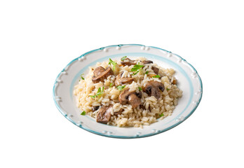 Mushroom rice pilaf, Turkish name; Mantarli pirinc pilavi.
