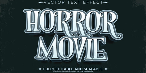 Obraz premium Horror movie text effect, editable vintage and scary text style