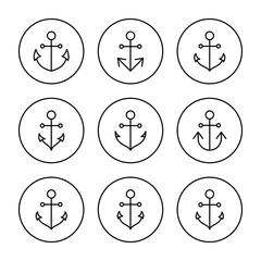 Anchor icon set vector. Anchor sign and symbol. Anchor marine icon.