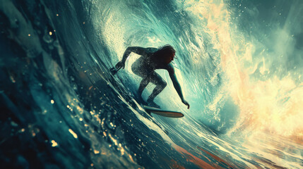 A server served on a big wave