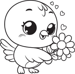 cute coloring page bird