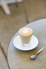 Freshly made latte coffee.