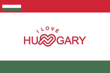 Vector is the word "I LOVE HUNGARY". Red and brown.