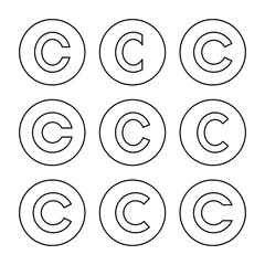 Copyright icon set vector. copyright sign and symbol