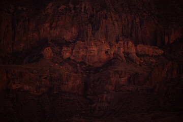 Chisos Mountain Rock Outcropping Glows Orange At Sunset In Big Bend