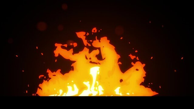 2d animated fire over a black background.