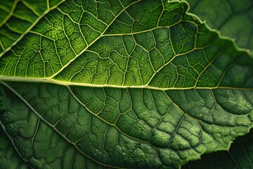 Fototapeta premium Macro of green leaves Generated by AI