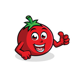 Tomato Cartoon Character Thumbs up vector illustration - Happy cute Tomato cartoon mascot