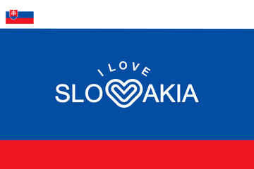 Vector is the word "I LOVE SLOVAKIA. WHITE, BLUE AND RED.