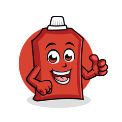 Ketchup Cartoon Character Thumbs up vector illustration - Happy cute Ketchup cartoon mascot