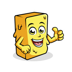 Butter Cartoon Character Thumbs up vector illustration - Happy cute Butter cartoon mascot