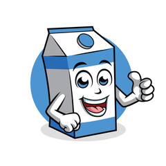 Milk Box Cartoon Character Thumbs up vector illustration - Happy cute Milk Box cartoon mascot