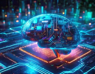 Digital Mind. Brain Artificial Intelligence Concept stock photo