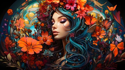 Obraz na płótnie Canvas woman with flowers in her hair