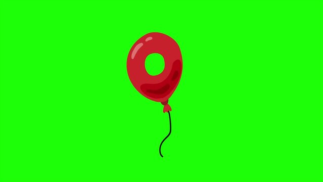 Number 0. Birthday And Anniversary Celebration number Balloon with Green Background Loop Animation