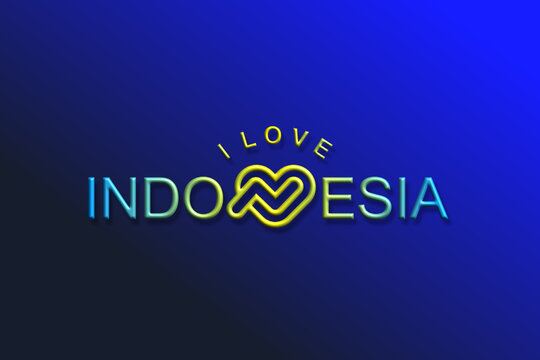 Vector is the word "I LOVE INDONESIA". Rounded, outline and elegant
