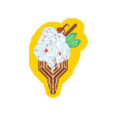ice cream parfait sweet food object, pixel style