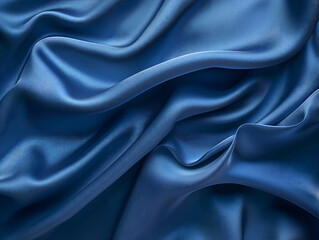Fototapeta premium Blue satin fabric, red cloth for the background, texture flowing on wide background