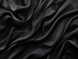 Fototapeta premium Black satin fabric, red cloth for the background, texture flowing on wide background