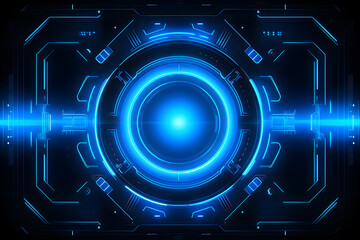 Obraz premium abstract technology background, technology background with HUD design, blue neon circle.