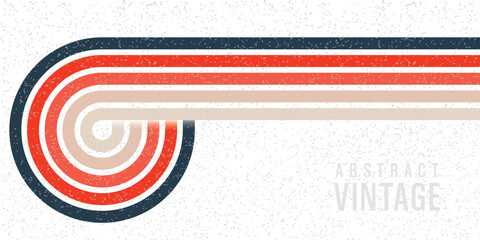 Retro perspective lines background. Vintage colourful stripes banner
