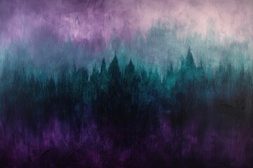 Mysterious midnight forest with a gradient of deep purple. AI generative