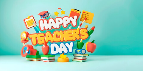 Happy Teachers day background, banner with space for text