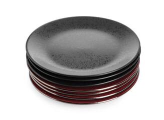 Stack of beautiful ceramic plates isolated on white