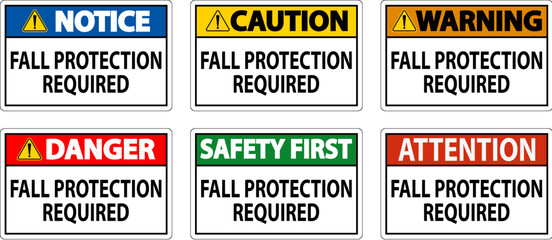 Danger Sign, Fall Protection Required - obrazy, fototapety, plakaty