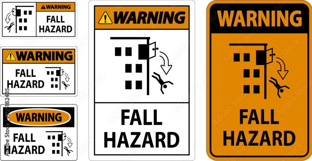 Wall mural warning sign, fall hazard