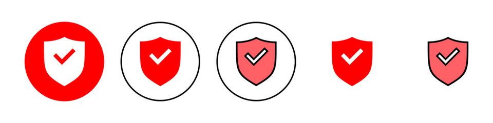 Shield check mark icon set illustration. Protection approve sign. Insurance icon