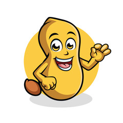 Peanut Cartoon Character Showing Ok Sign vector illustration - Happy Cute Peanut cartoon mascot