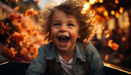 A cute toddler smiling, enjoying playful outdoor winter fun generated by AI