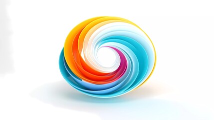 White background, Abstract geometric circle ring color shape. generative ai