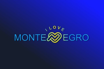 Vector is the word "I LOVE MONTENEGRO". Rounded, outline and elegant