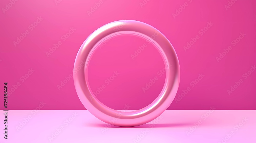 Canvas Prints Pink background, Abstract geometric circle ring color shape. generative ai