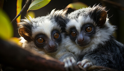 Cute lemur looking at camera in nature generated by AI